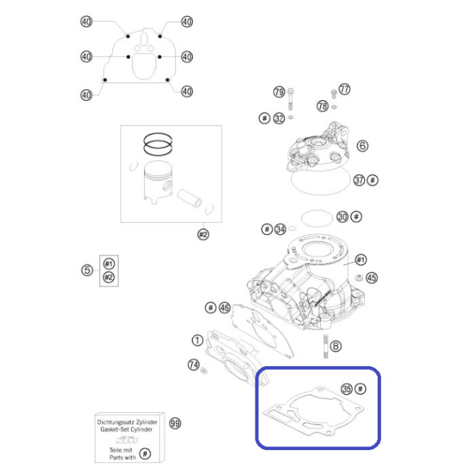 Cylinder Gasket KTM te125 12-14 0,75 mm