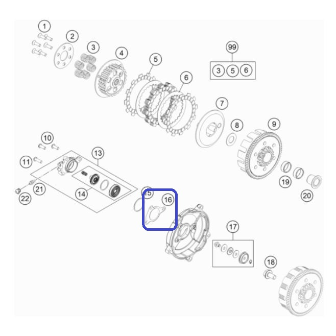 Junta Pinça Embraiagem KTM EXC-F/SX-F...