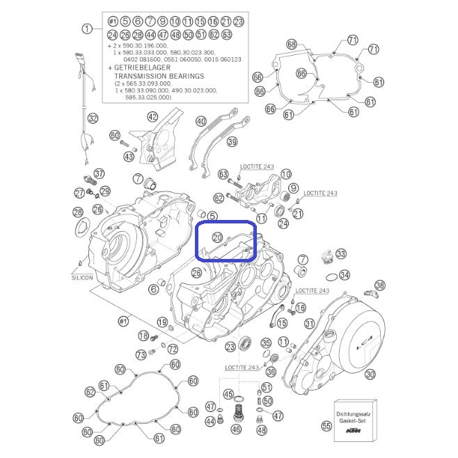 Joint de carter central KTM LC4 640...