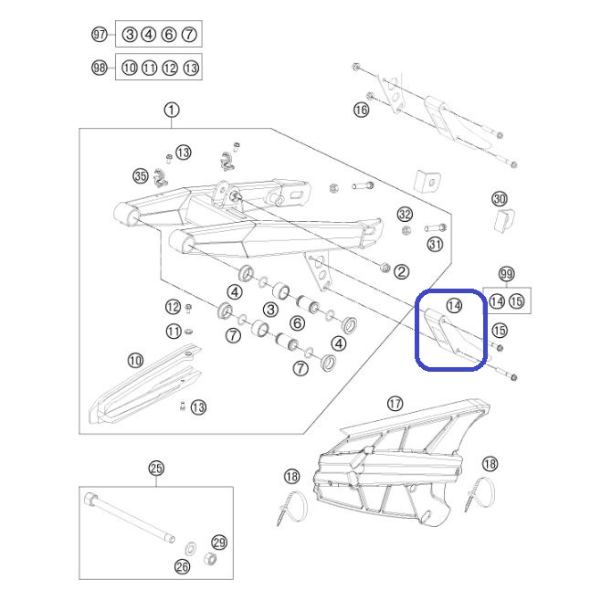 Guide Chaîne Original KTM SX 60 98-00...