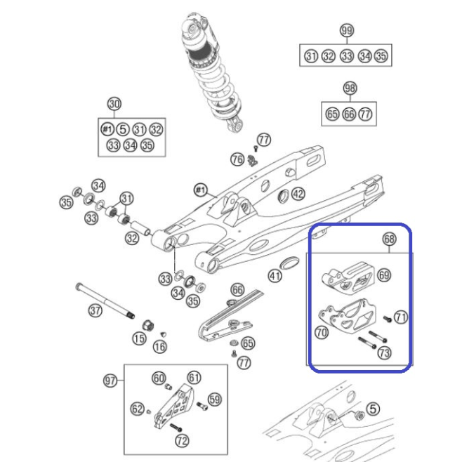 Kit Guía Corrente KTM SX 105 08-11 SX...