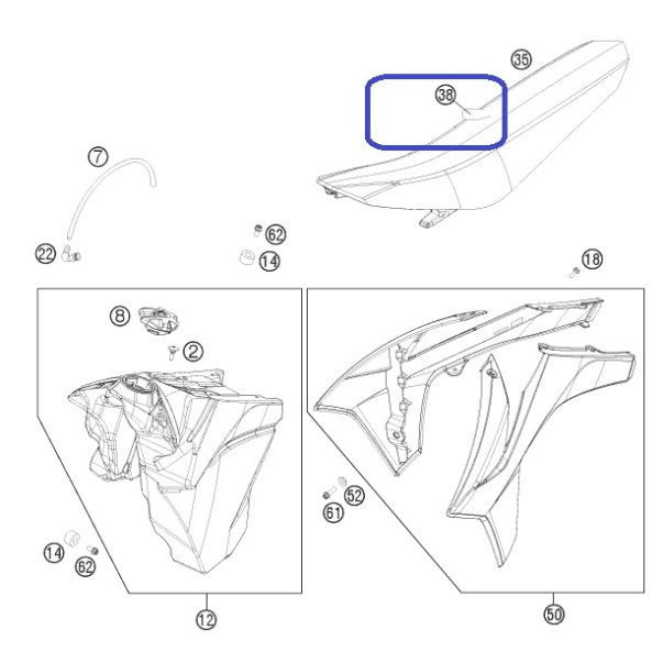 Capa Assento KTM EXC/EXC-F Six Days 2016