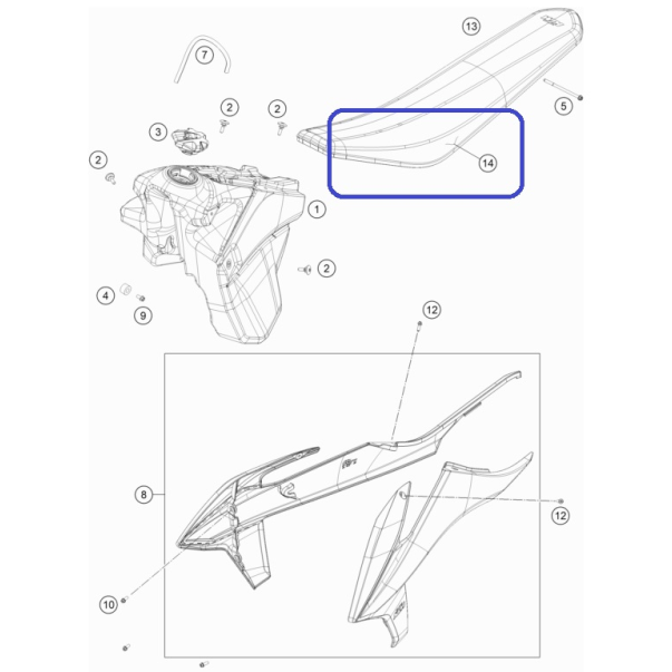 Capa de Assento KTM EXC 300 TPI 20-21
