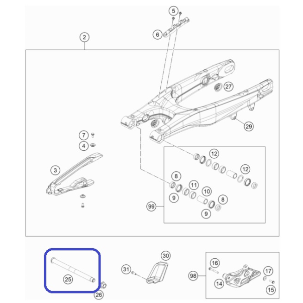 Swingarm Pivot KTM EXC 16-... EXC-F...