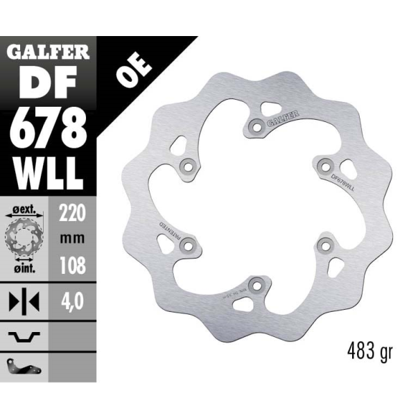 Galfer Rear Brake Disc Wave Solid Gas...