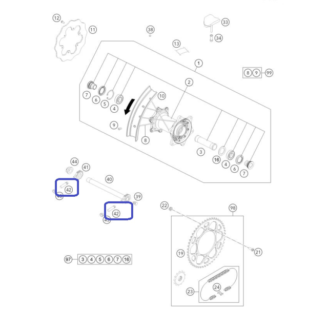 Vis Tenseur de Chaîne KTM M10X1.25X50