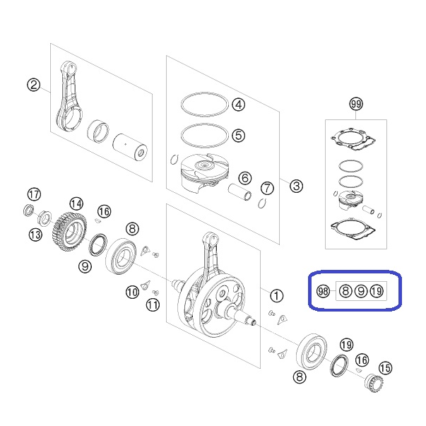 KTM EXC 450 09-11 Rep. Kit Bearings...