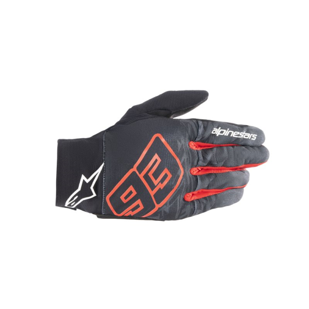 Aragon Gloves Black Tar Gray Bright Red