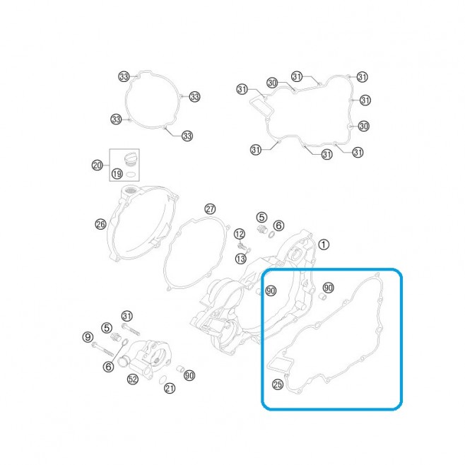 Clutch Cover Gasket exterior KTM...