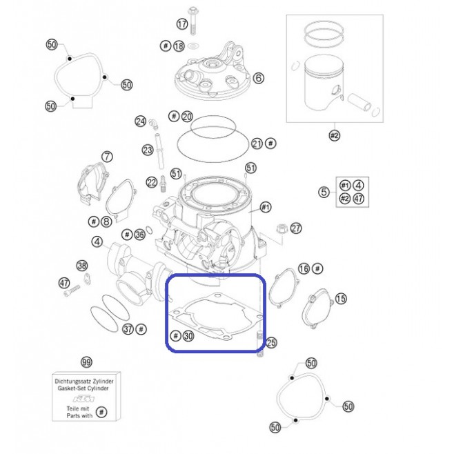 Cylinder Gasket KTM 250 0,5 mm