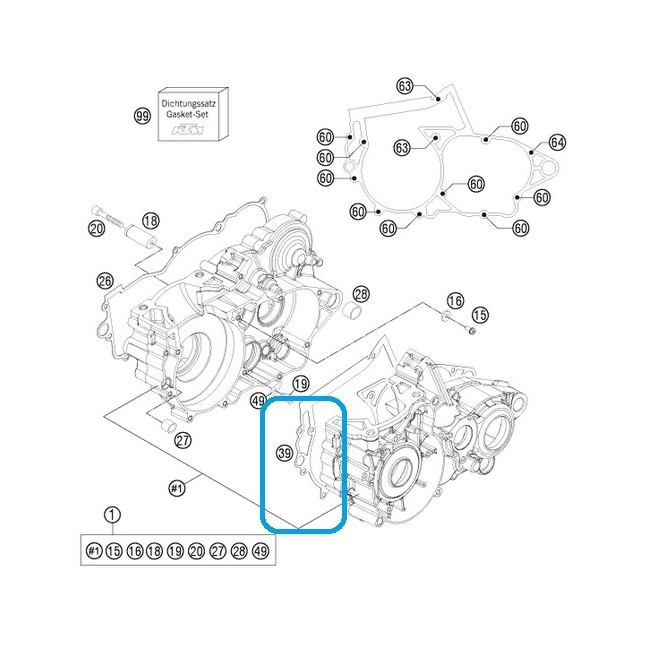 Junta do Carter Central KTM 250/300...