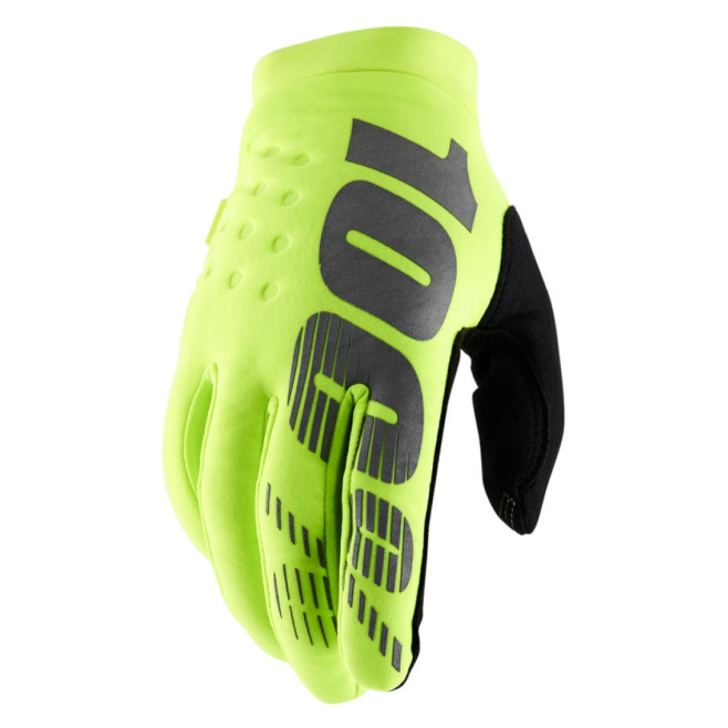 Gloves 100% Brisker Neon Yellow/Grey
