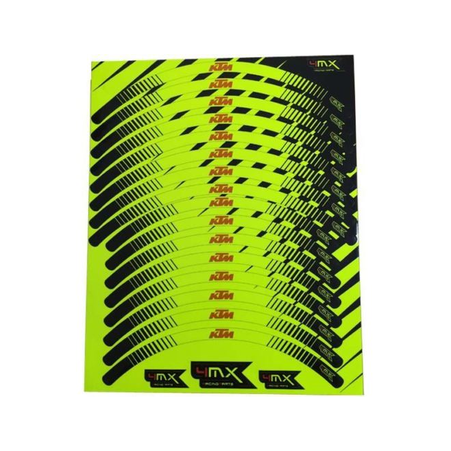 Kit Adhésifs de Jante 4MX KTM Jaune Fluo